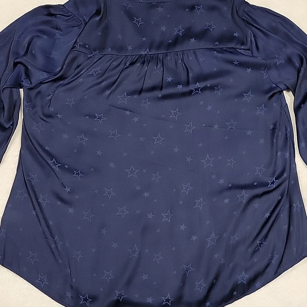 Torrid Peasant blouse, Charmeuse Jacquard Star Navy - Picture 11 of 14